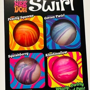 Nee Doh Swirl Kids Toy Stress Balls - Pink, Orange, Blue, Purple Set